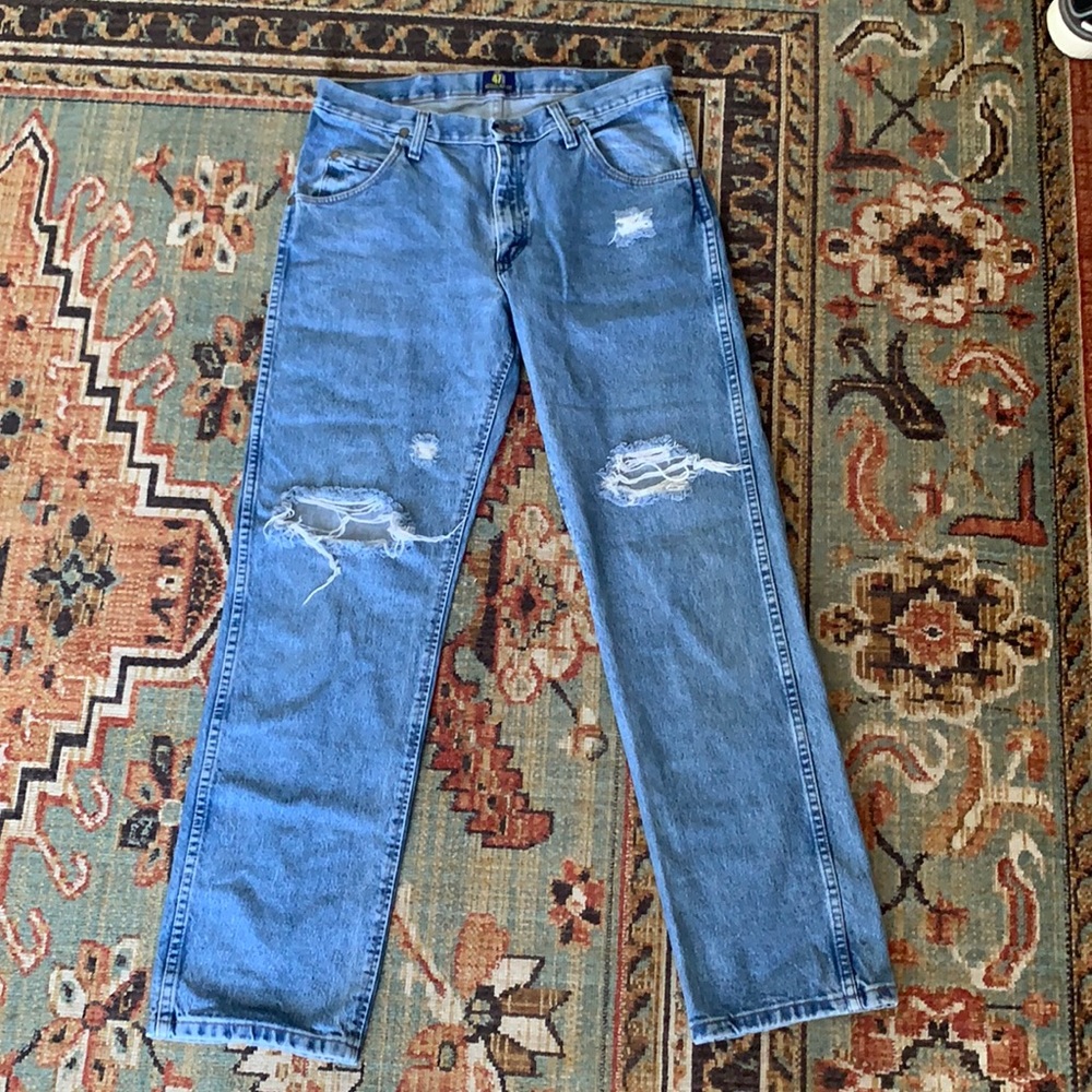 Wranglers distressed denim jeans